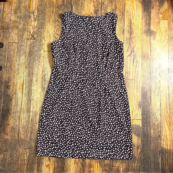 AGB Brown & White Polka Dit Sleeveless Midi Dress size 16 - Picture 3 of 3